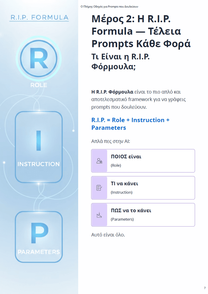 R.I.P. Formula - Role, Instruction, Parameters